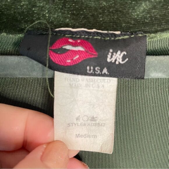 Vintage 90's Inc USA Ruched Velvet Button Down KneeLength Dress - Picture 5 of 6